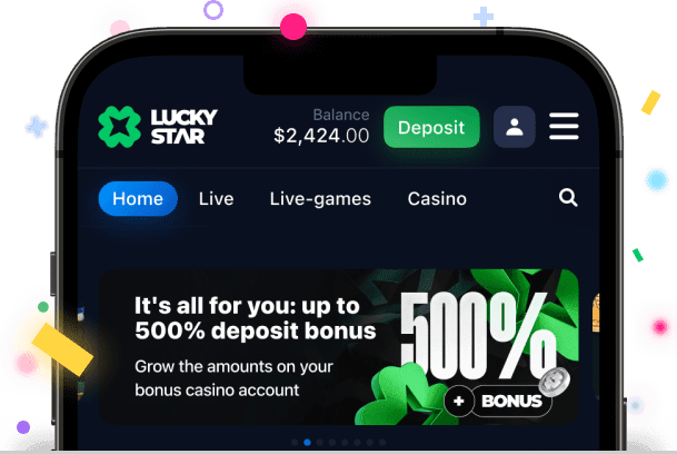 Aplicação LuckyStar para iOS para apostas móveis e bónus.